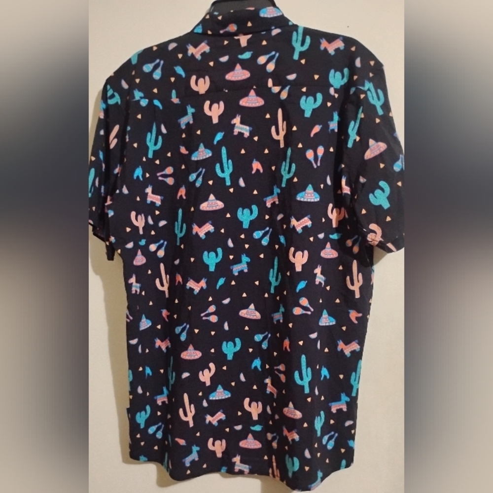 Tipsy Elves Shirt Mens Midnight Fiesta Hawaiian Pinata Cactus zise XL - Picture 13 of 16